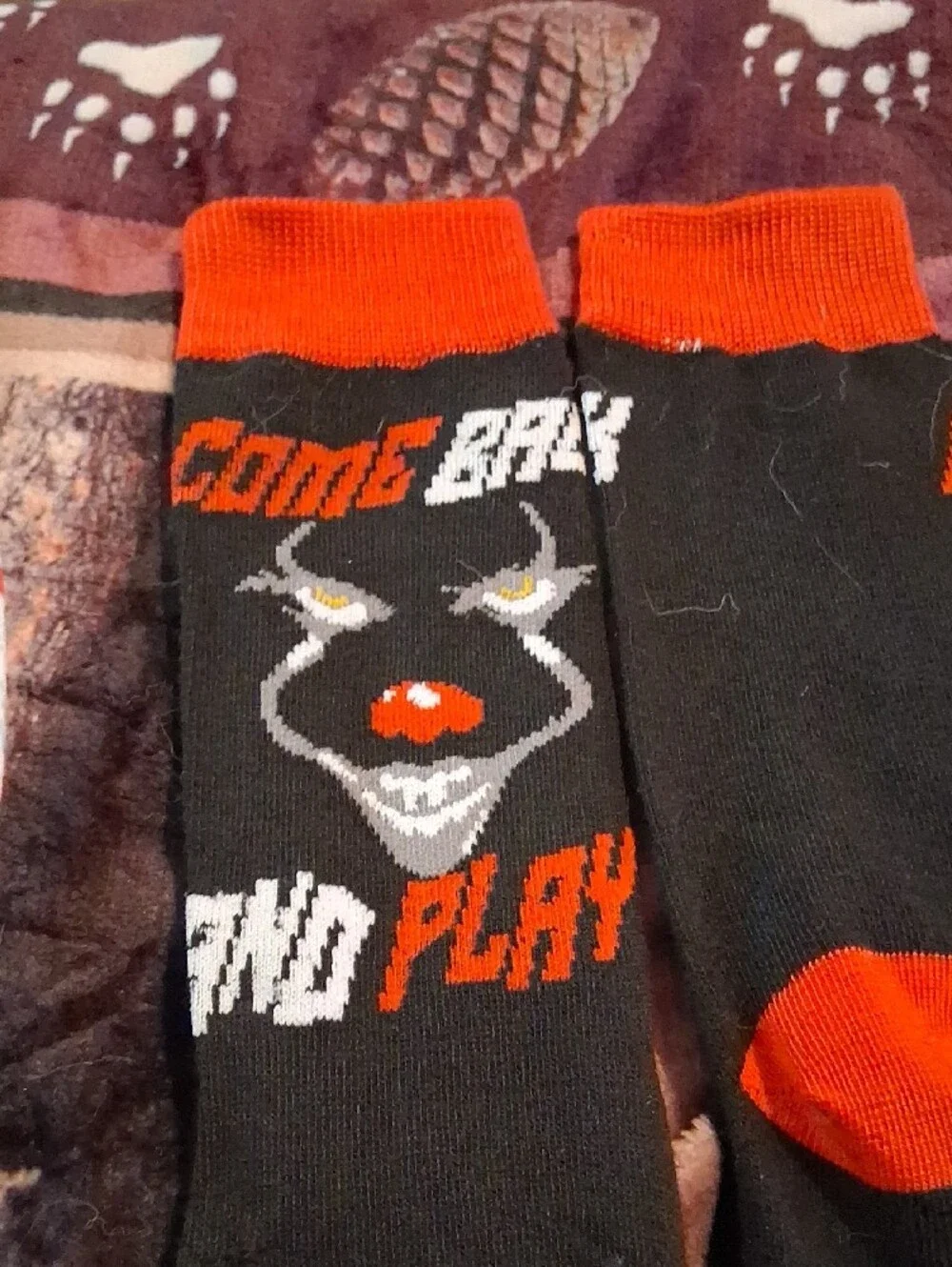 Chapter Black, Gray and Red Horror-Themed Crew Socks Duo